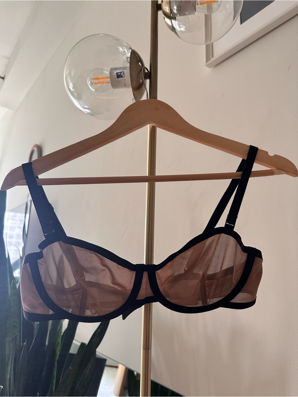 CUUP Sheer Mesh Balconette Bra in Nude and Black